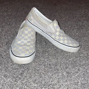 Grey checkered slip on vans